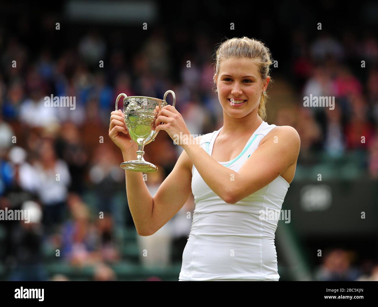 Eugenie Bouchard del Canada celebra la vittoria delle Girls Singles Final Foto Stock