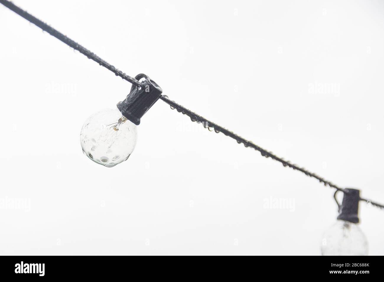 Una lampadina bagnata in dettaglio davanti alla nebbia bianca. Foto Stock Una lampadina bagnata in dettaglio davanti alla nebbia bianca. Foto Stock