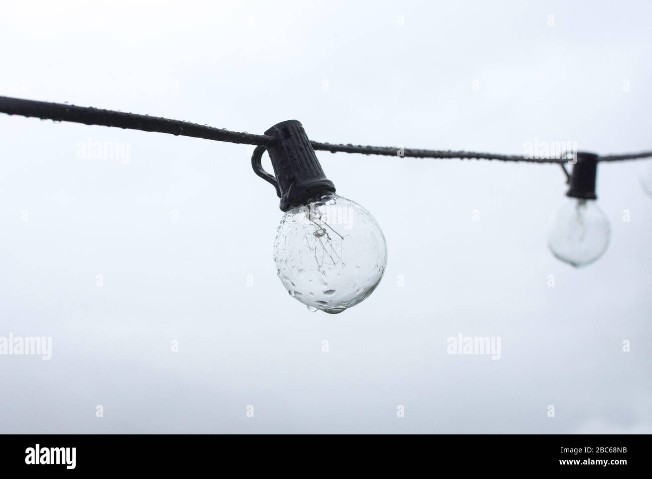 Una lampadina bagnata in dettaglio davanti alla nebbia bianca. Foto Stock Una lampadina bagnata in dettaglio davanti alla nebbia bianca. Foto Stock