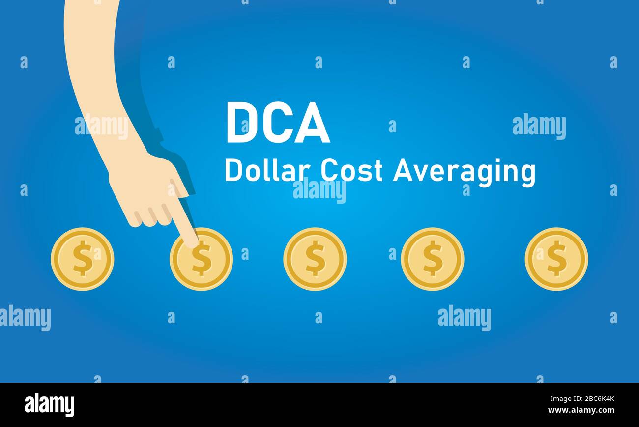 Costo in dollari calcolo della media metodo DCA per investire o risparmiare periodicamente ogni mese per il fondo comune Illustrazione Vettoriale