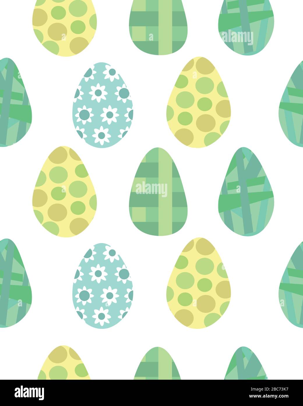 Pasqua. Uova colorate. Ripetizione senza giunture. Design verde per carte, stampe e vestiti. Illustrazione Vettoriale