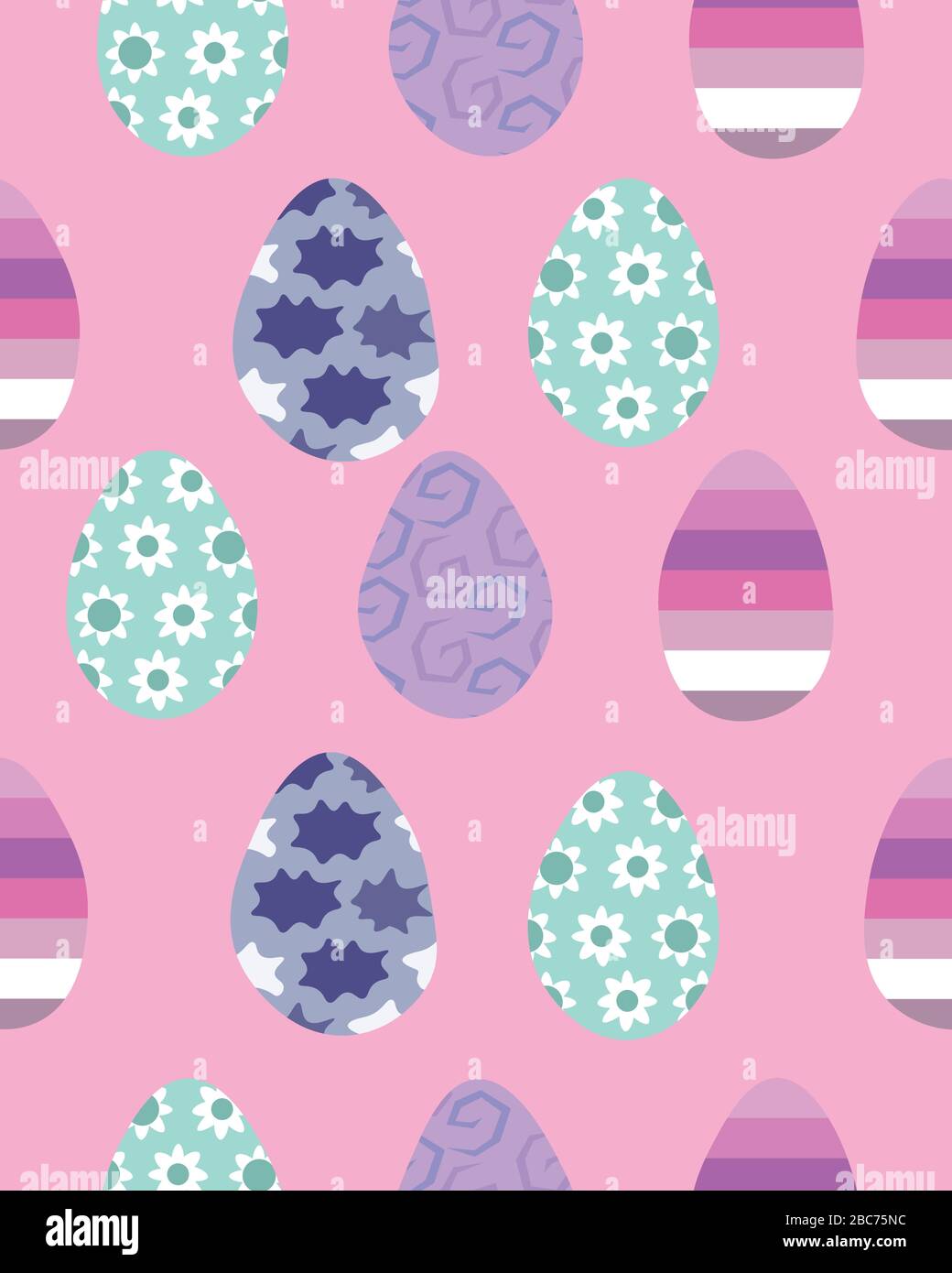 Pasqua. Uova colorate. Ripetizione senza giunture. Design rosa per carte, stampe e vestiti. Illustrazione Vettoriale