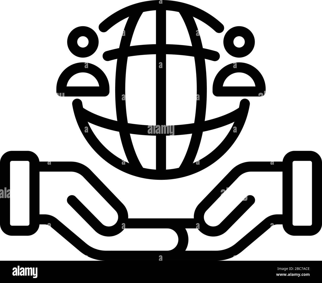 Icona di arresto del razzismo globale, stile di contorno Illustrazione Vettoriale