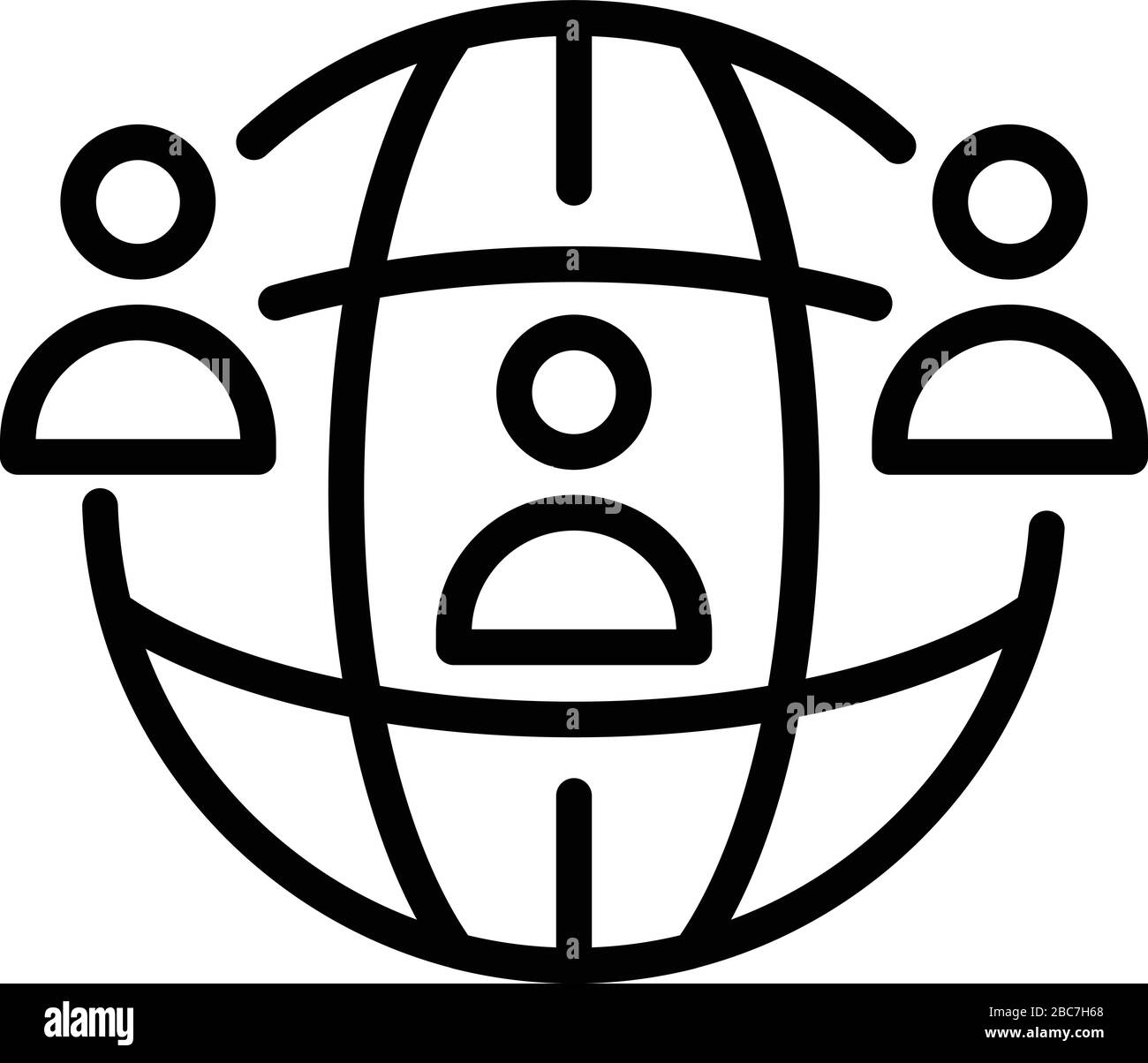 Nessuna icona di discriminazione globale, stile di contorno Illustrazione Vettoriale