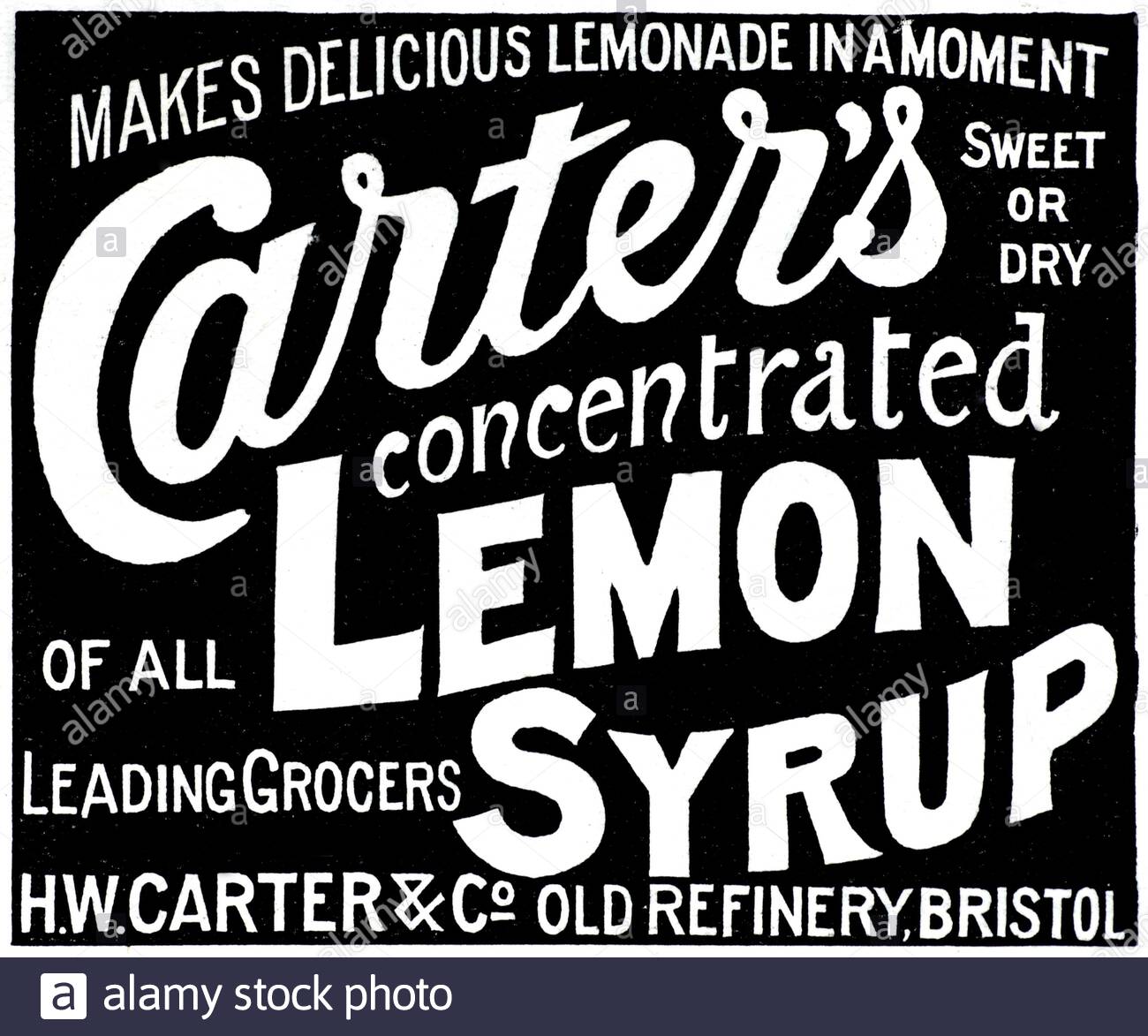 Epoca vittoriana, Carters concentrato sciroppo di limone per Lemonade, vintage pubblicità dal 1895 Foto Stock