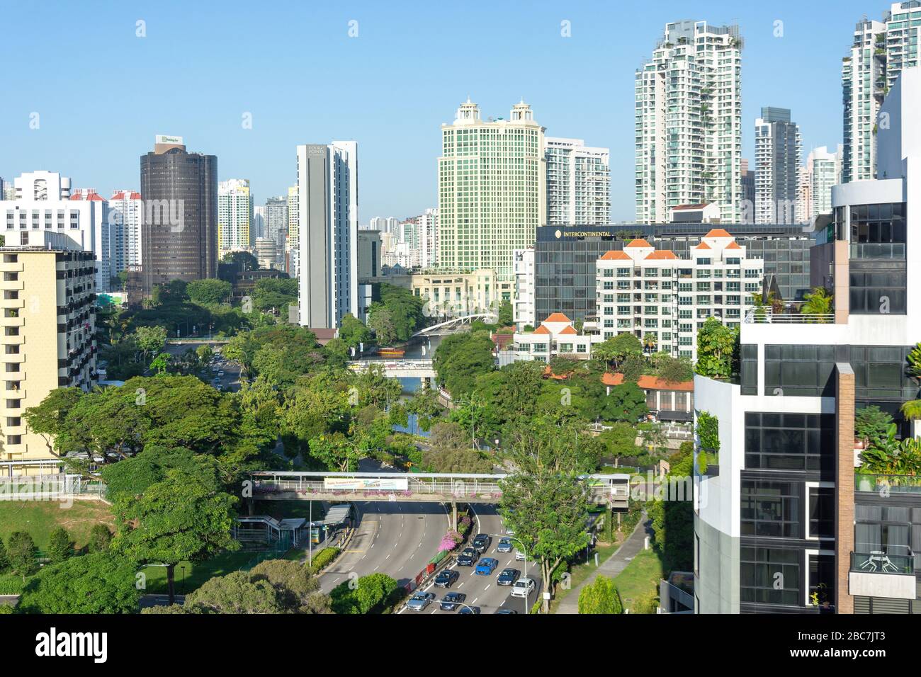 Havelock Road e Singapore River, Civic District, Central Area, Singapore Foto Stock