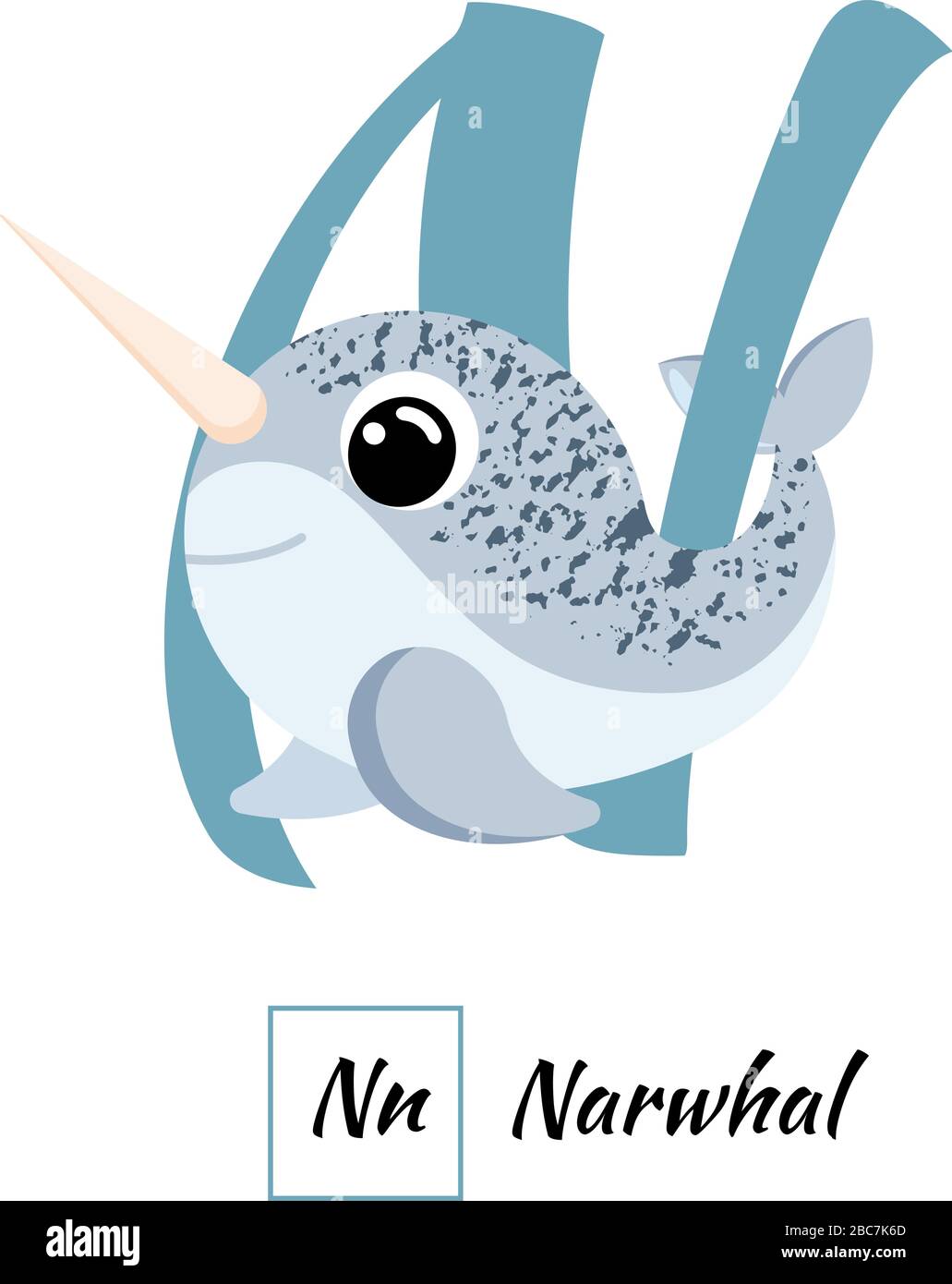 Cute inglese lettera lettera dell'alfabeto animale N immagine vettoriale Illustrazione Vettoriale