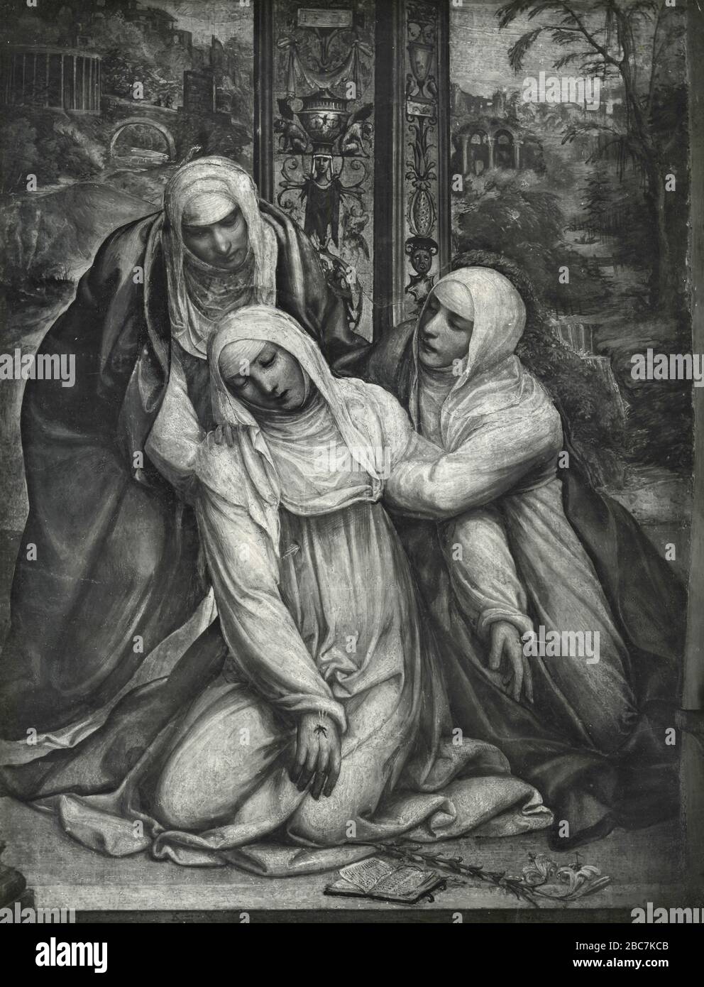 S. Caterina si impenera dopo aver ricevuto gli stigmi, dipinto dall'artista italiano Sodoma, chiesa di S. Dominique, Siena, Italia anni Venti Foto Stock