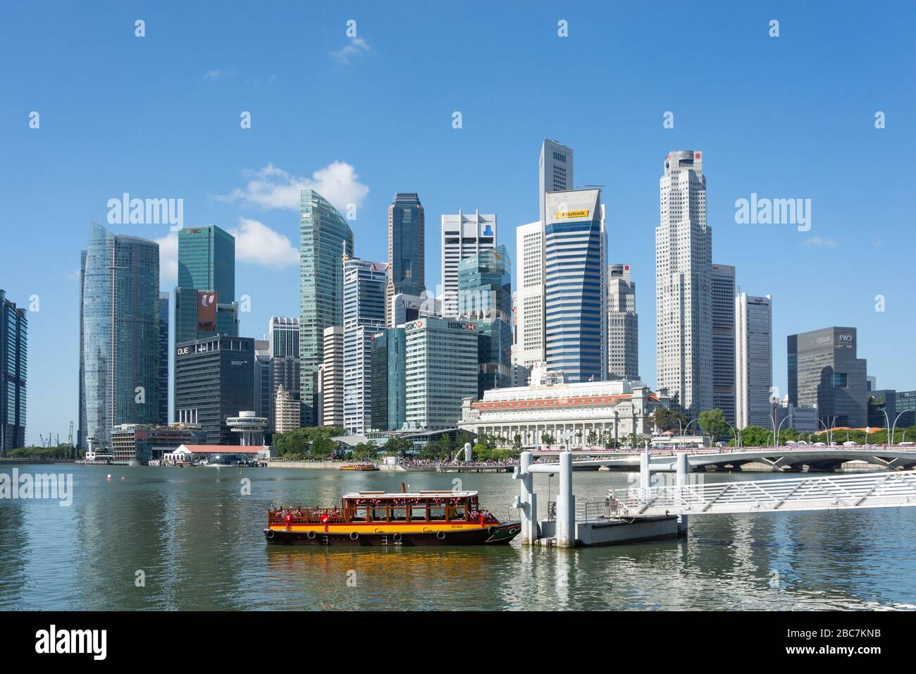 Grattacieli del centro citta' dall'Esplanade, il quartiere Centrale degli Affari (CBD), il centro citta', l'area Centrale, Singapore Foto Stock