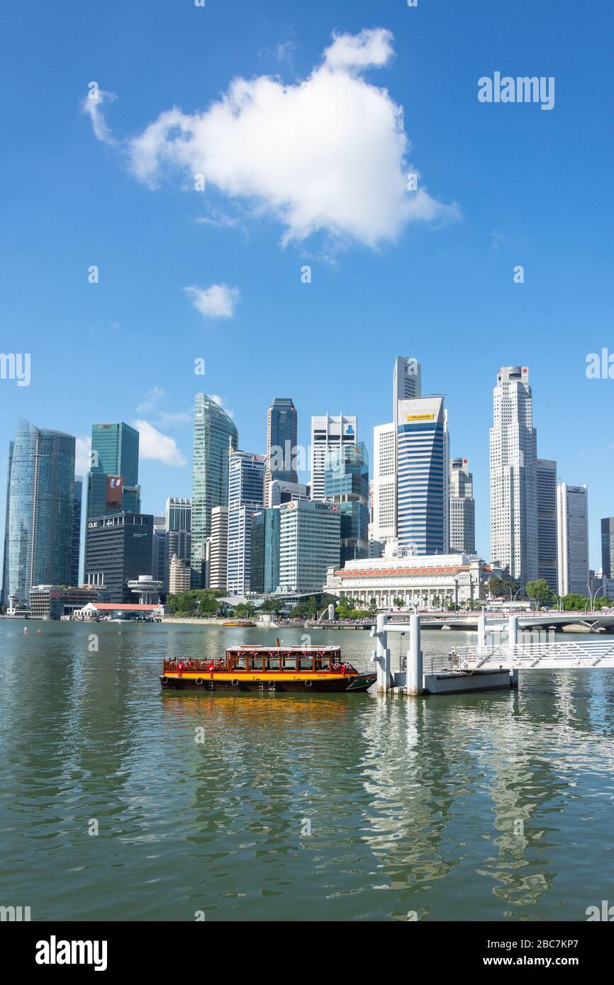 Grattacieli del centro citta' dall'Esplanade, il quartiere Centrale degli Affari (CBD), il centro citta', l'area Centrale, Singapore Foto Stock