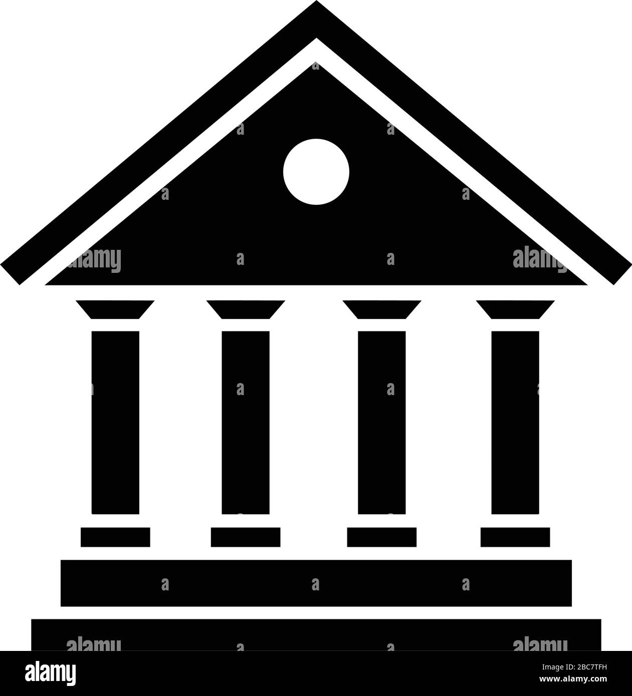 icona della banca silhouette nera del municipio, icona di illustrazione del vettore bancario Illustrazione Vettoriale