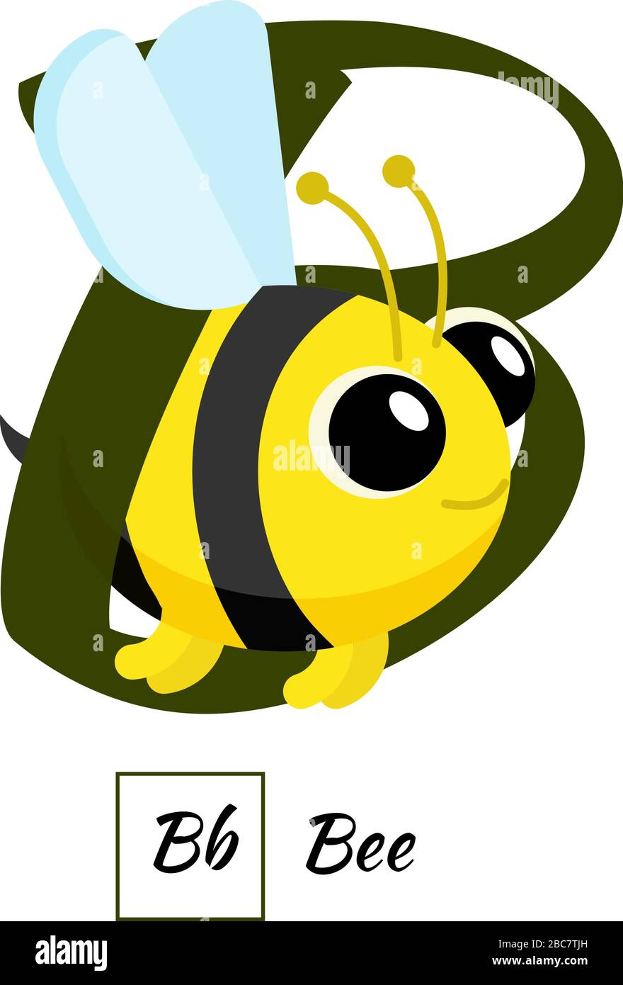 Cute inglese lettera lettera lettera alfabeto animale B immagine vettoriale Illustrazione Vettoriale
