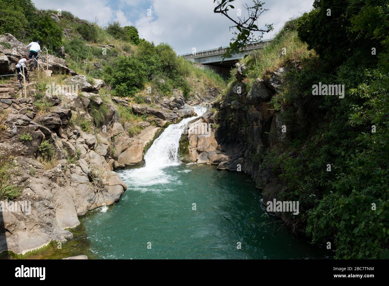 Cascate di Saar a Golan, Israele del Nord Foto Stock