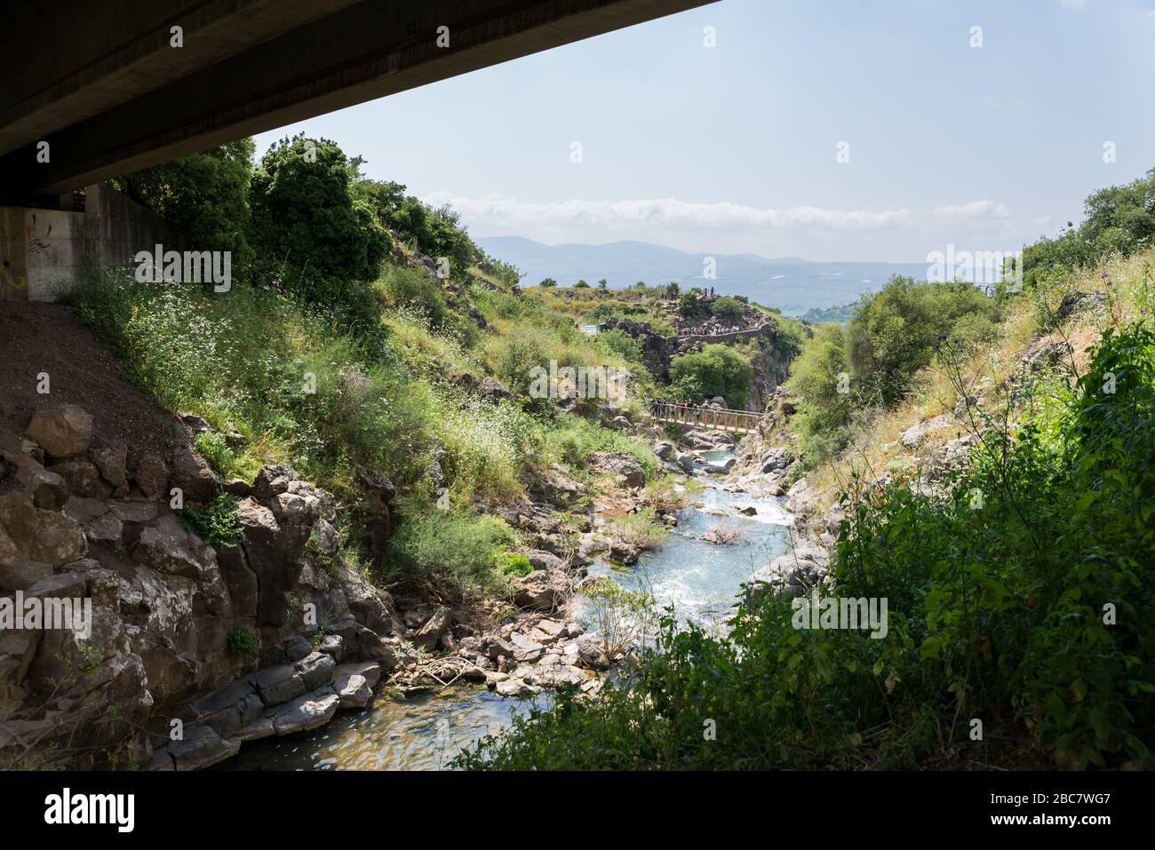 Cascate di Saar a Golan, Israele del Nord Foto Stock