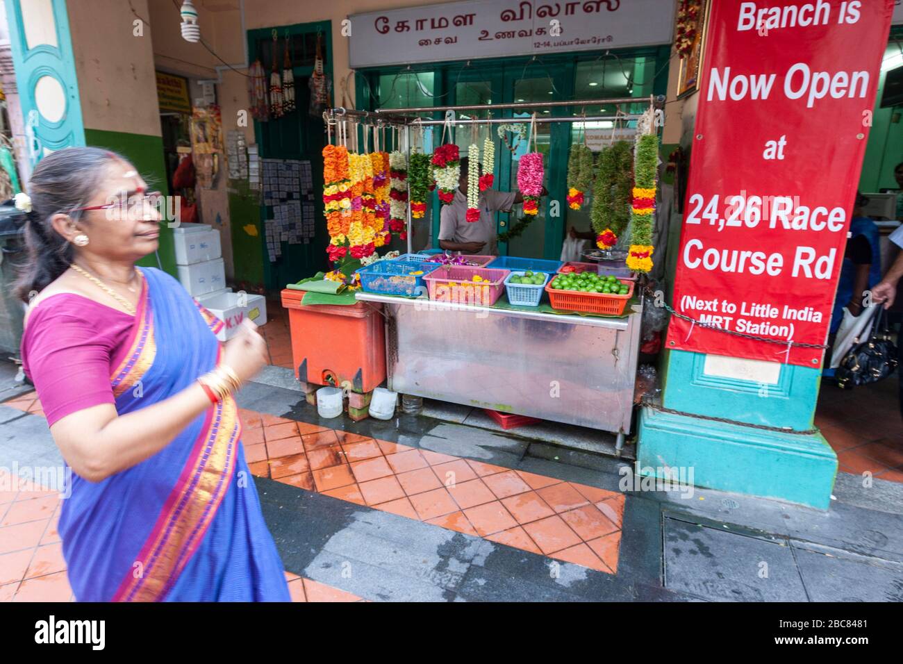 Il Flower Stall indiano in Little India è un distretto di Singapore Foto Stock