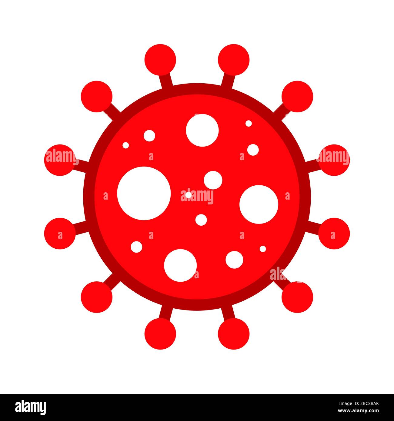 Wuhan Corona Virus, Covid-19, nCOV, MERS-cov romanzo Coronavirus Cell Stamp. Vettore Rosso Covid 19. Simbolo o cartello di avvertenza epidemia, etichetta della zona di rischio. Illustrazione Vettoriale