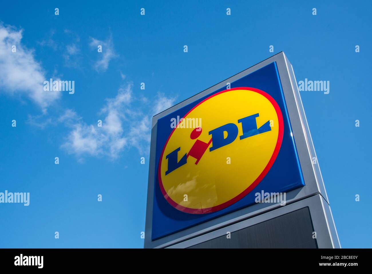 Segnaletica per supermercato Lidl. Londra Foto Stock