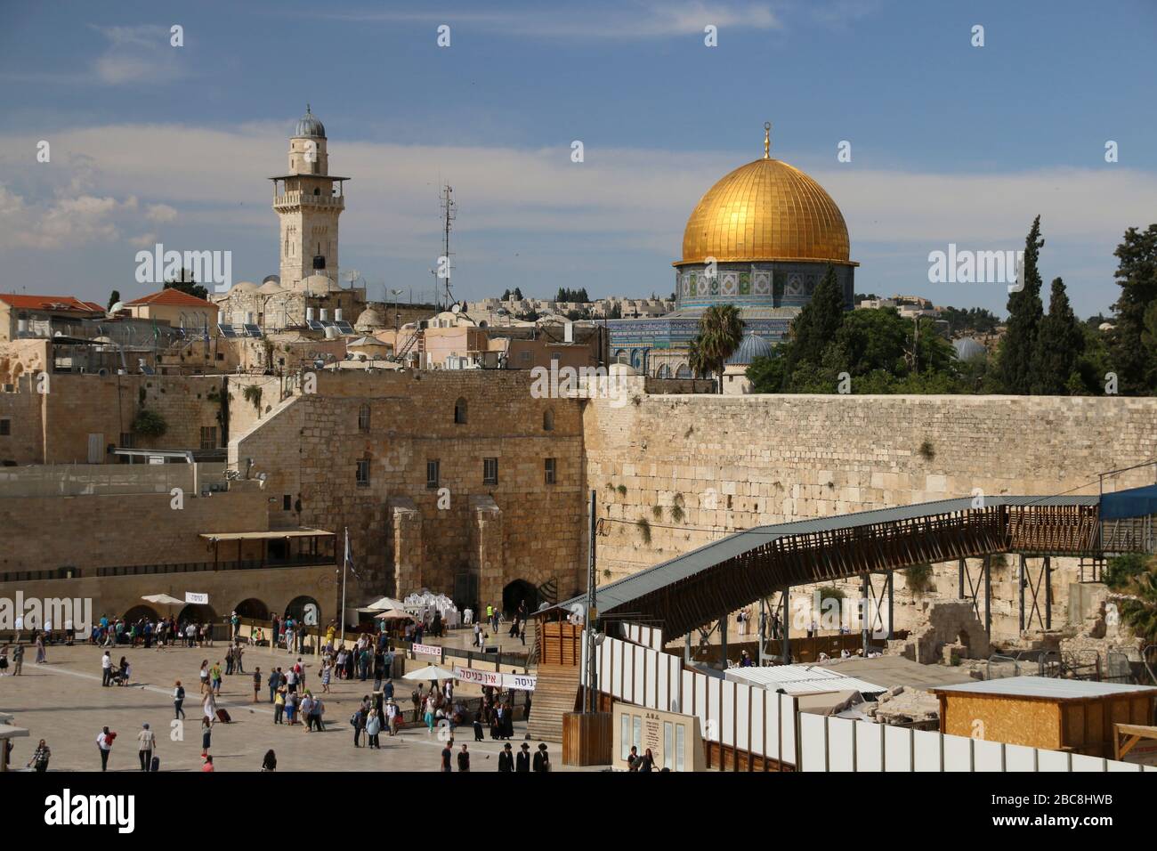 Israele, Gerusalemme, Muro Occidentale e la Cupola della roccia Foto Stock