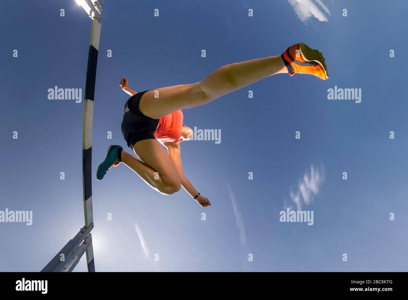 Atletica leggera, ostacoli, donna, 22 anni, Schorndorf, Baden Württemberg, Germania Foto Stock