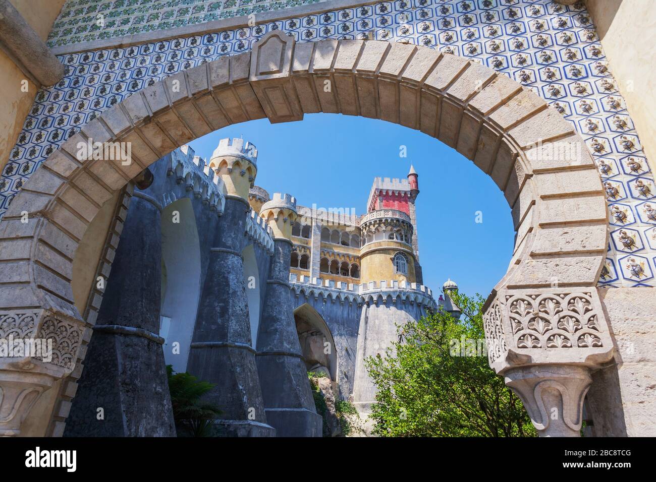 Pena il Palazzo Nazionale, sito Patrimonio Mondiale dell'UNESCO, Sintra Portogallo, Europa Foto Stock