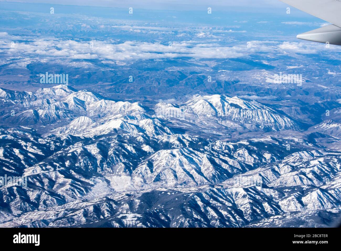 Sorvolando le Montagne Rocciose, Colorado, USA Foto Stock