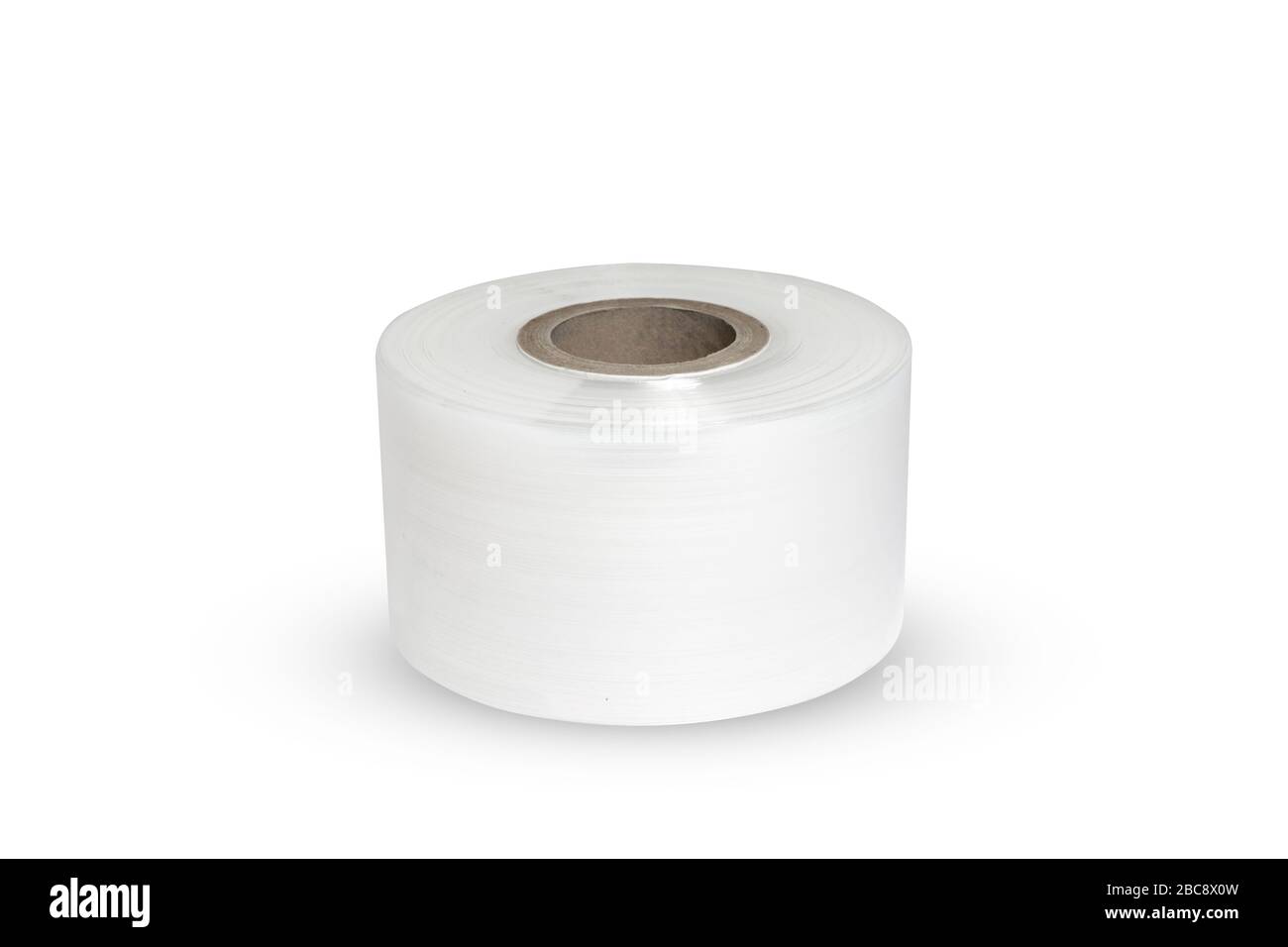 rotolo di foglio di pvc isolato su bianco, primo piano Foto Stock