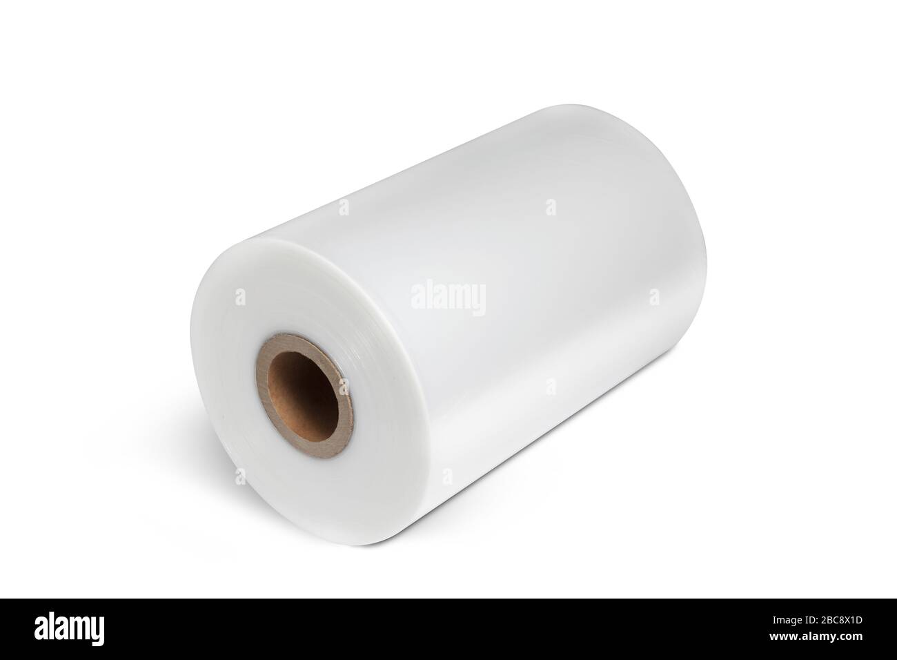 rotolo di foglio di pvc isolato su bianco, primo piano Foto Stock