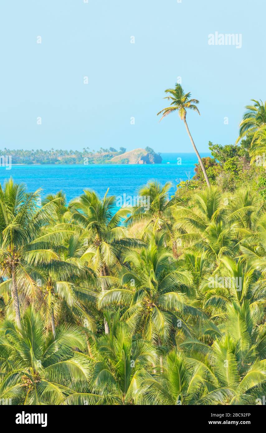 Vista dell'isola di Nanuya Lailai, del gruppo dell'isola di Yasawa, delle Fiji, delle isole del Pacifico del Sud, Foto Stock