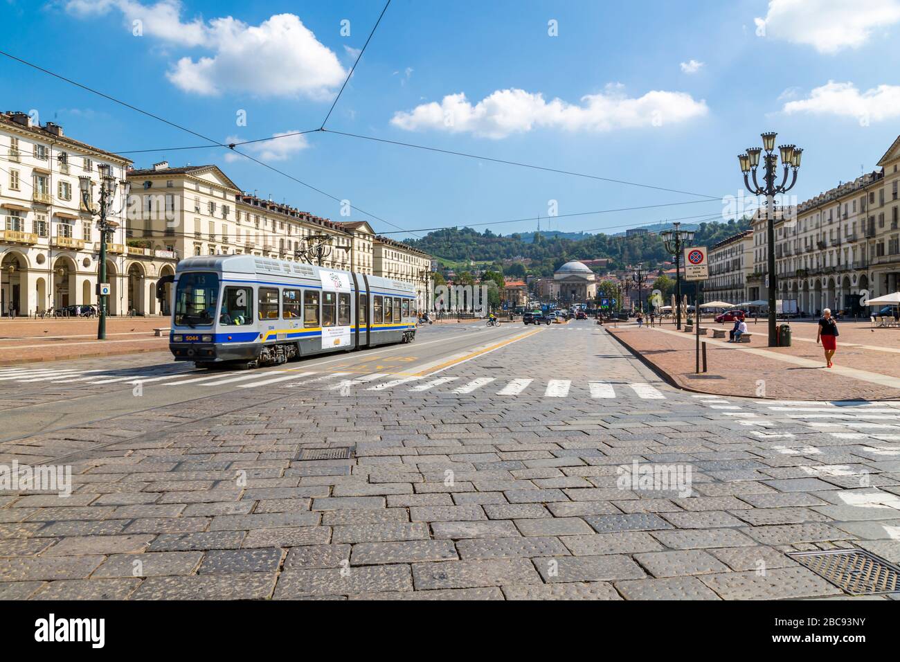 Vista su Piazza Vittorio Veneto e sulla Chiesa Gran Madre di Dio, Torino, Piemonte, Italia, Europa Foto Stock