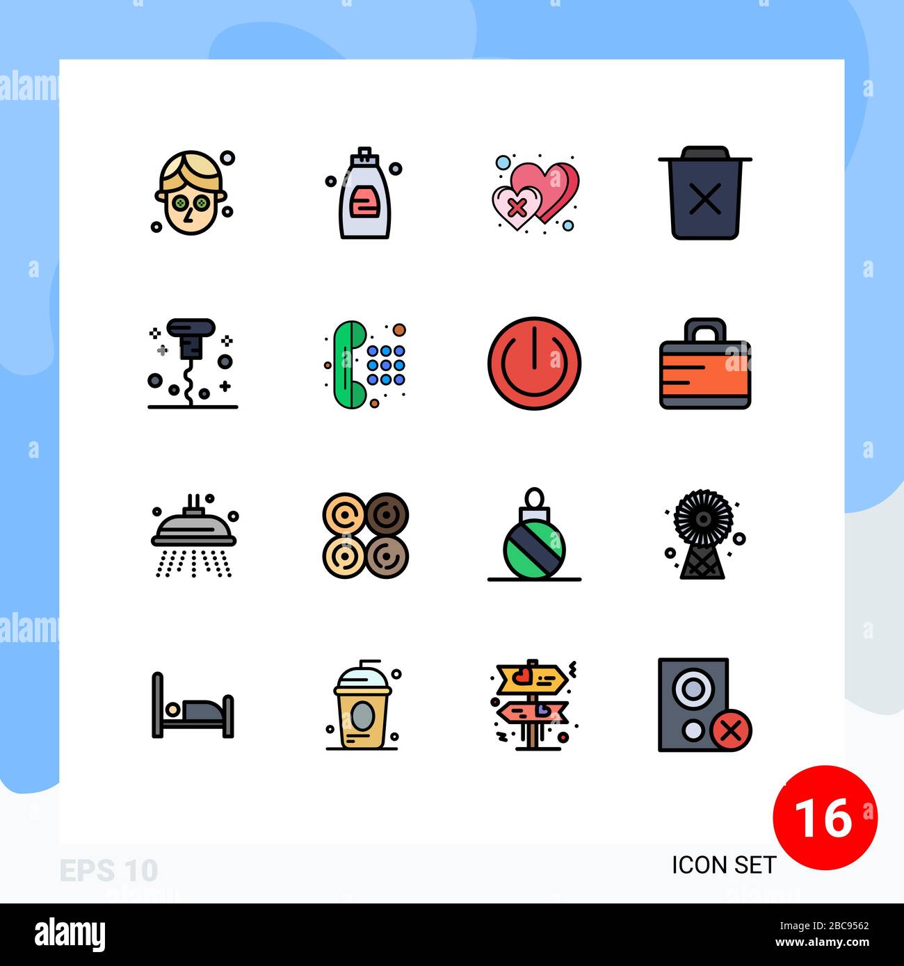 16 icone creative segni e simboli moderni di cavatappi, cestino, cuore, rimuovere, bin Editable Creative Vector Design Elements Illustrazione Vettoriale
