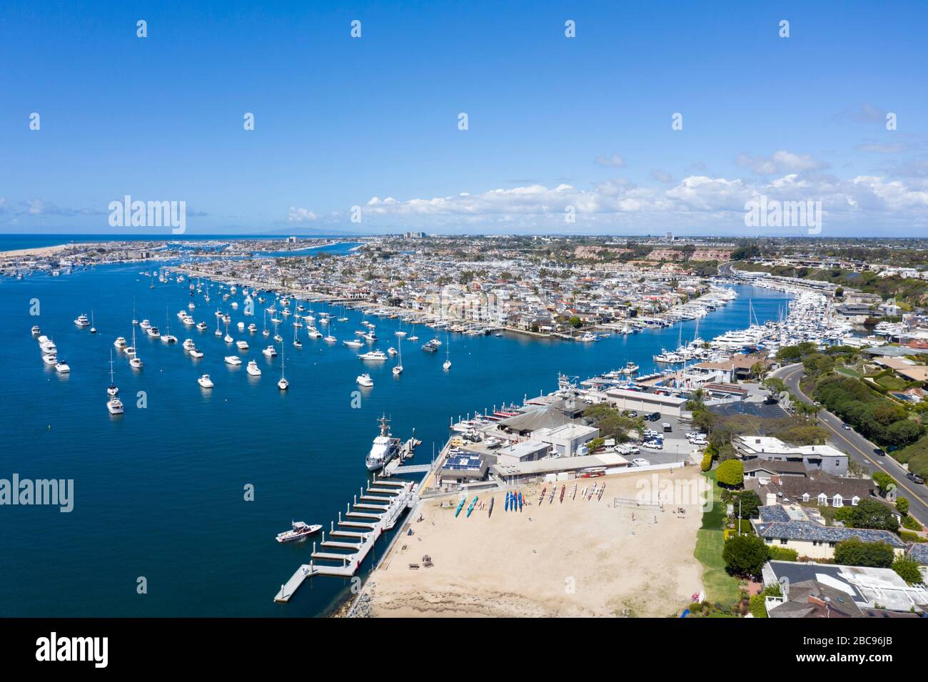 Vista aerea di Balboa Island Newport Beach California Foto Stock