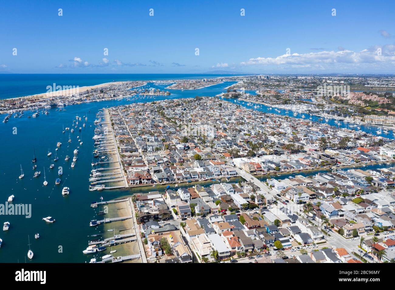 Vista aerea di Balboa Island Newport Beach California Foto Stock