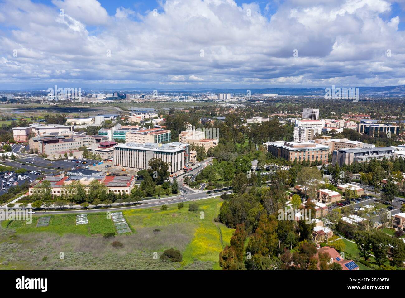 Vista aerea sopra la UC University of California Irvine Foto Stock