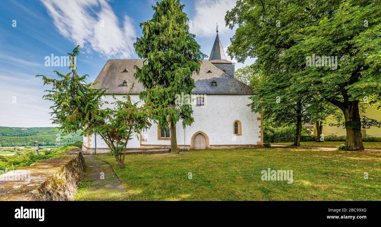 San Johannisberg vicino Dhaun an der Nahe, la chiesa tomba ospita monumenti sepolti dei dhaun, Foto Stock