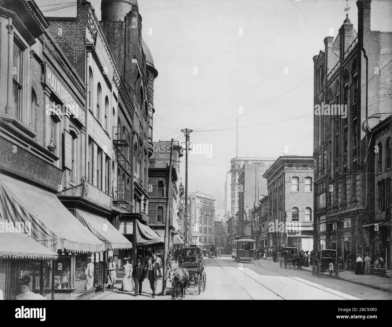 Whitehall Street, zona commerciale, Atlanta, Georgia, USA, Lester Book and Stationery Co., 1900 Foto Stock