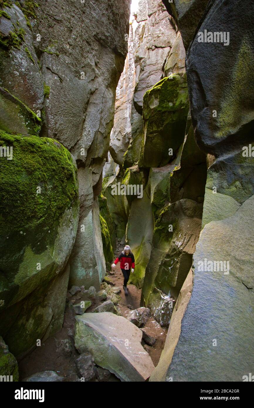 Escursioni a Crack nel terreno, Christmas Valley, Oregon Foto Stock