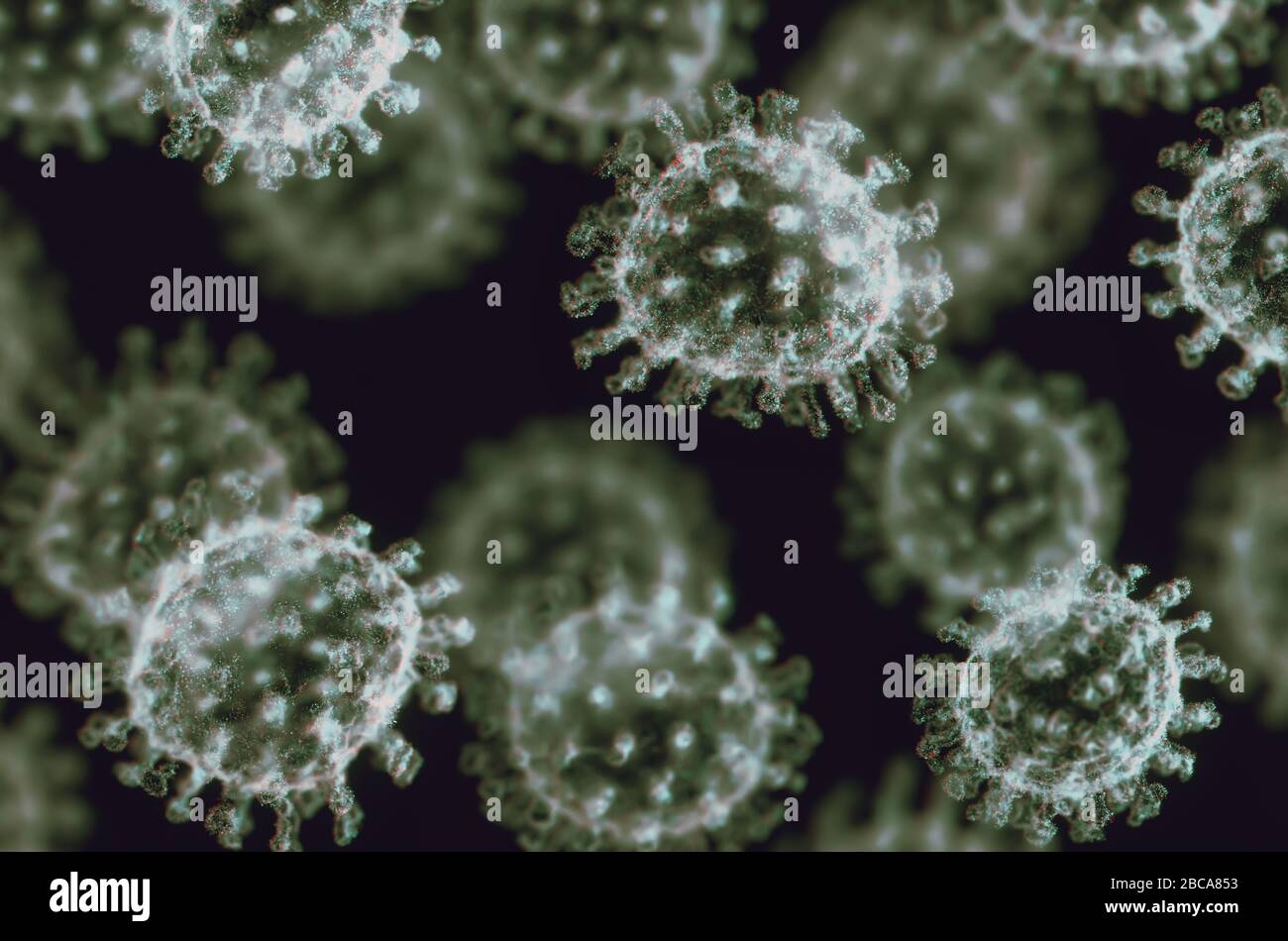 Particelle di virus, illustrazione del computer. Foto Stock