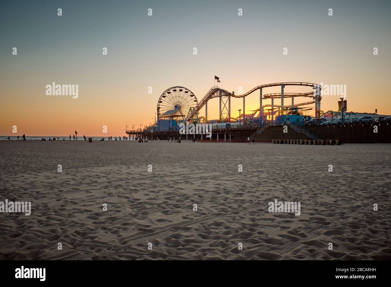 USA, Stati Uniti d'America, California, Molo di Santa Monica, Los Angeles, Venice Beach, Oceano Pacifico, Route 66 Foto Stock