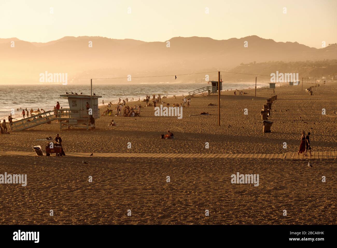 USA, Stati Uniti d'America, California, Molo di Santa Monica, Los Angeles, Venice Beach, Oceano Pacifico, Route 66 Foto Stock