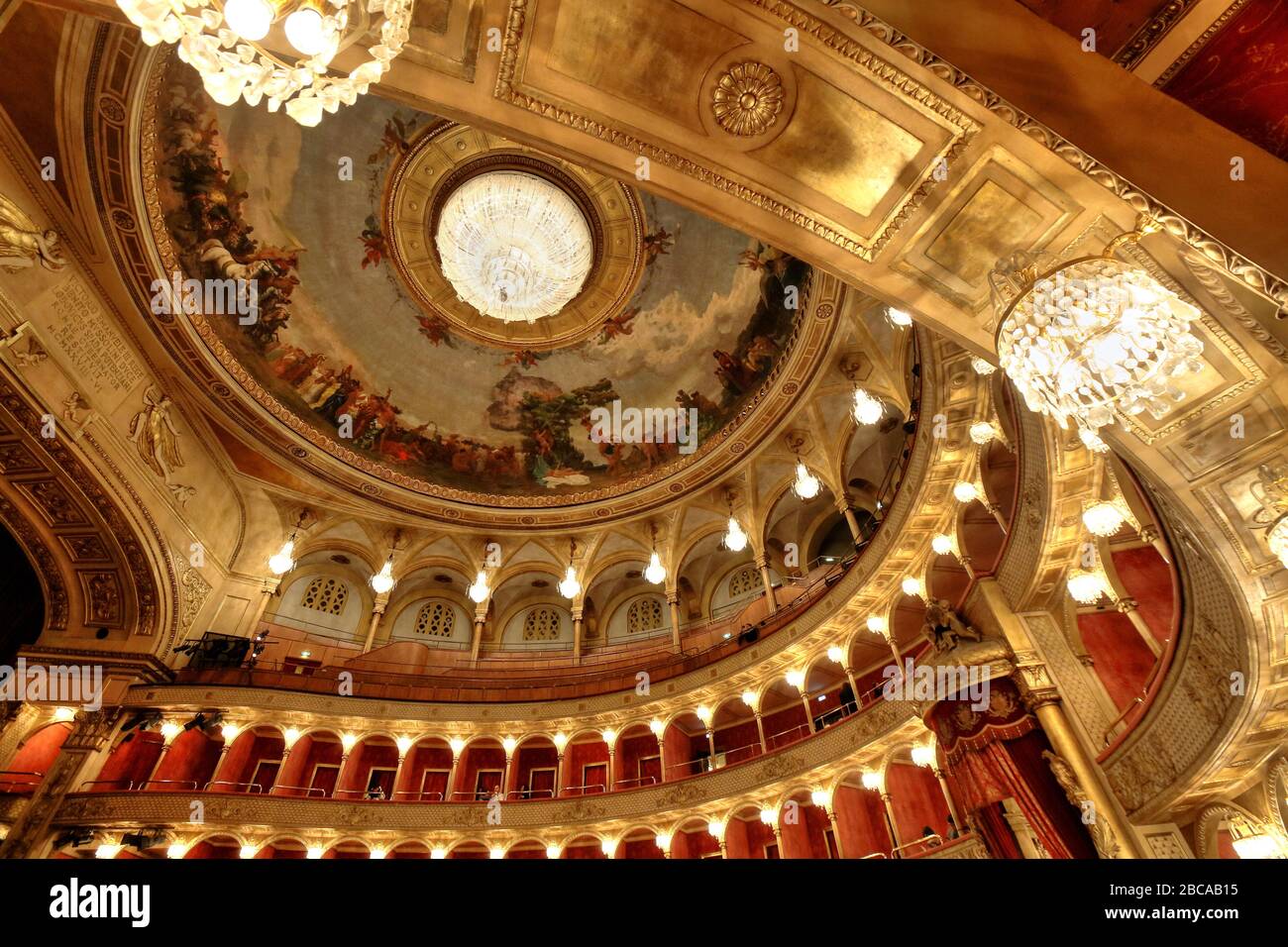 Soffitto nella hall del Teatro dell'Opera, Teatro del Opera, Teatro Costanzi, Roma, Lazio, Italia Centrale Foto Stock