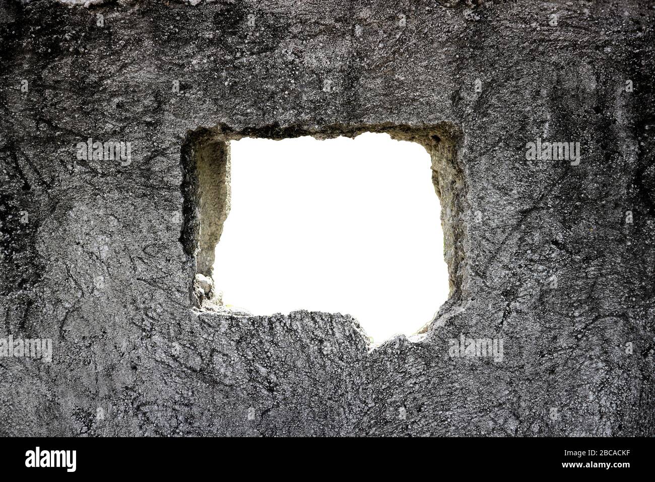 Foro nella parete Foto Stock
