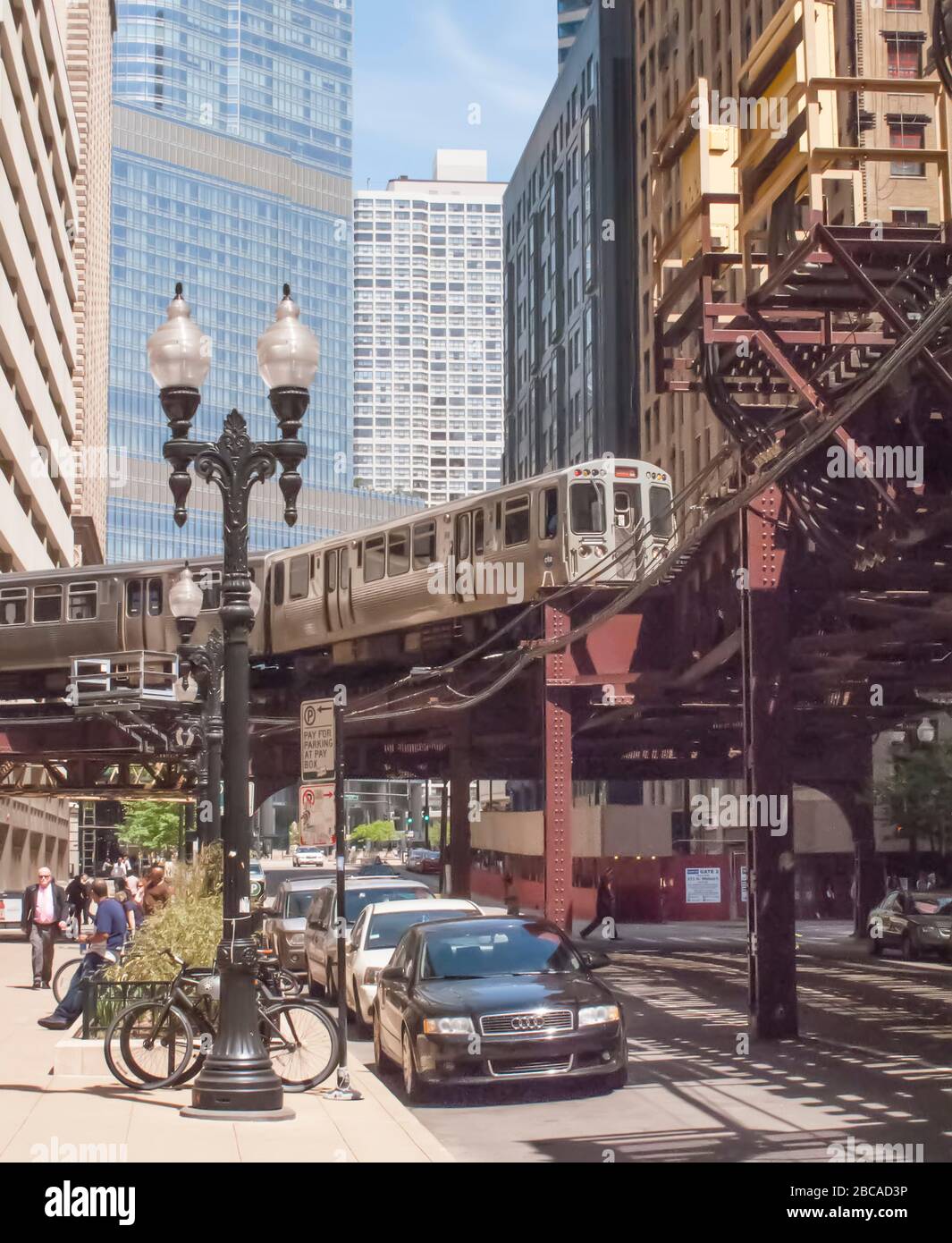 Treno sul Loop, Chicago, il., Stati Uniti Foto Stock