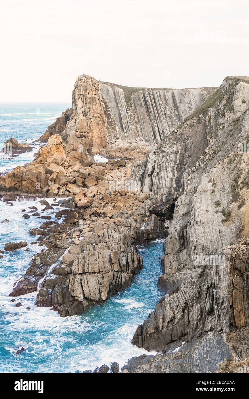 Spagna, costa nord, Cantabria, Costa Quebrada, Geopark Foto Stock