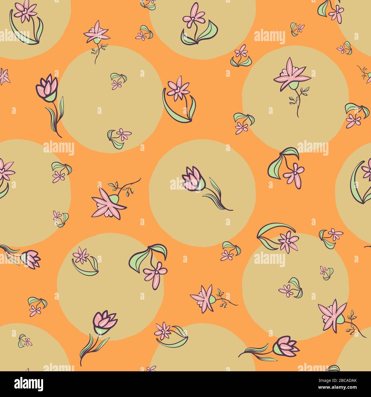 fiori e grandi pois pois senza cuciture vettore modello Illustrazione Vettoriale