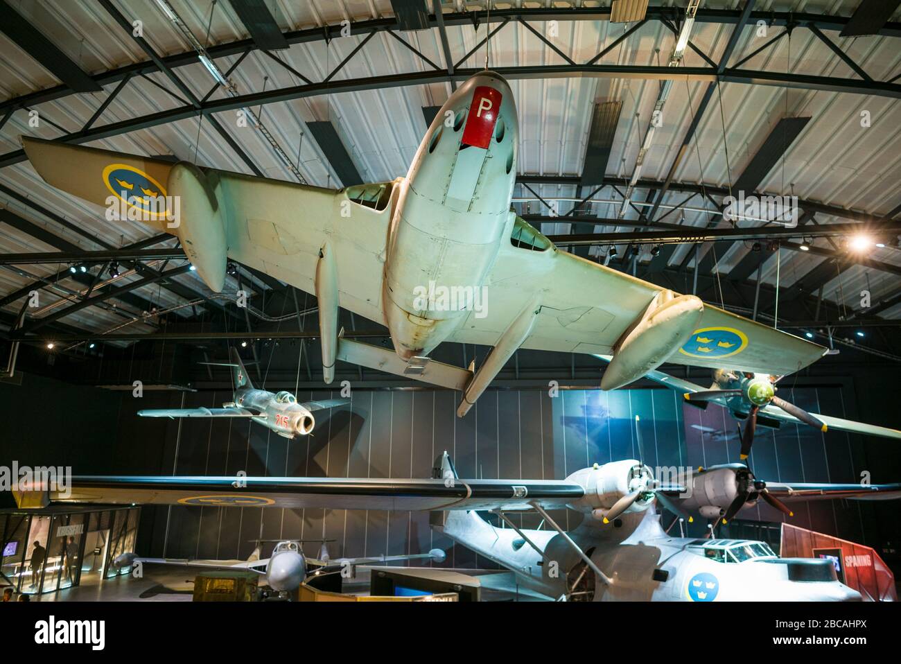 Svezia, Sud-Est Svezia, Linkoping, Museo Flygvapen, Museo dell'aeronautica svedese, aereo 1950s-era con US costruito TP-47 Consolidated PBY-5A Catalina s. Foto Stock