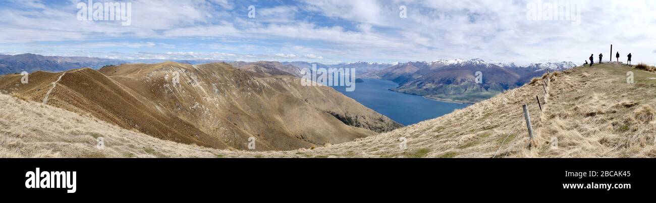 Panoramica dalla cima del picco di Istmo in Nuova Zelanda Foto Stock