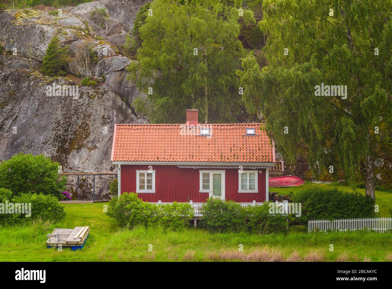 Svezia, Bohuslan, Salto Island, casa rossa Foto Stock