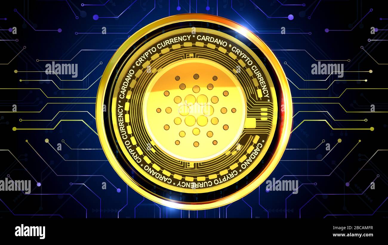 Lo sfondo della criptovaluta è perfetto per qualsiasi tipo di presentazione di notizie o informazioni. Lo sfondo presenta un layout elegante e pulito Foto Stock