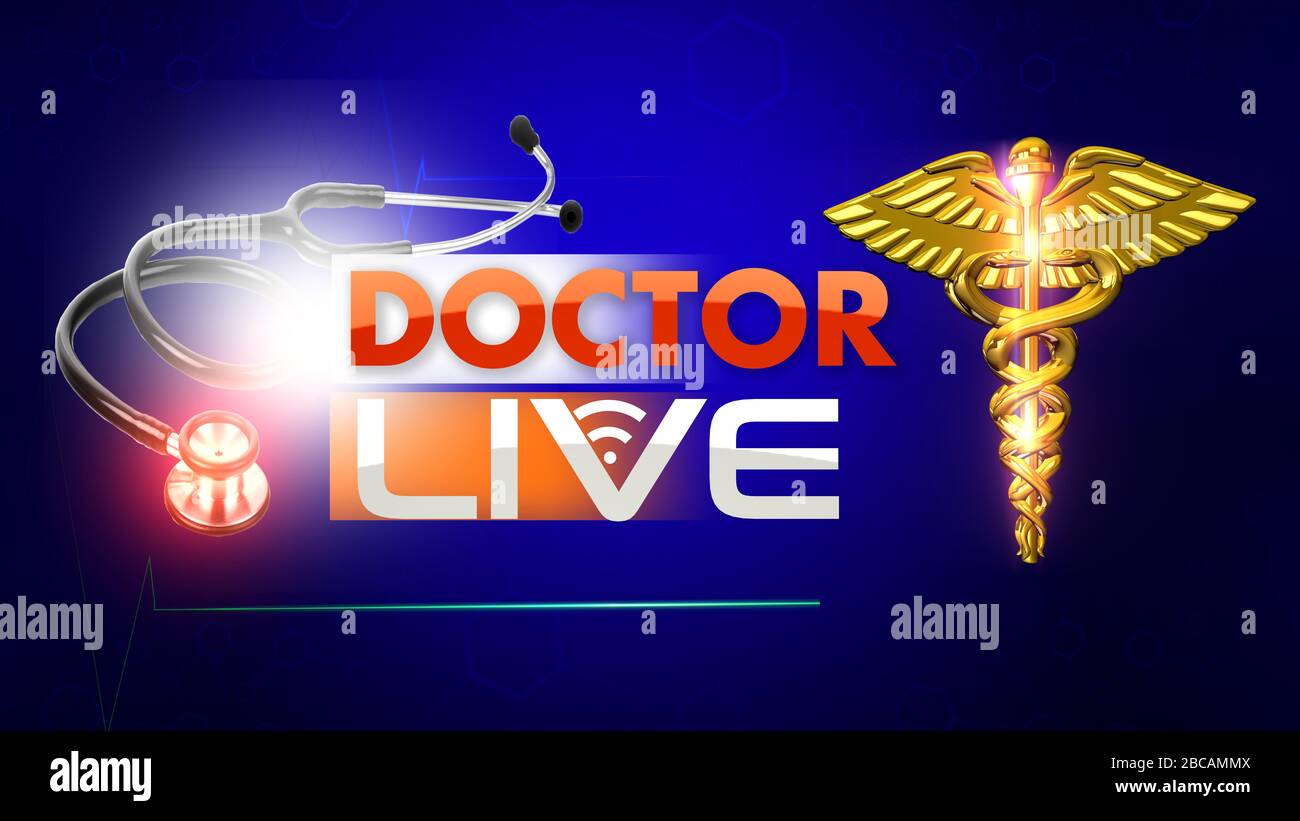 Il rendering 3D di Doctor è perfetto per qualsiasi tipo di presentazione di notizie o informazioni. Lo sfondo presenta un layout elegante e pulito Foto Stock