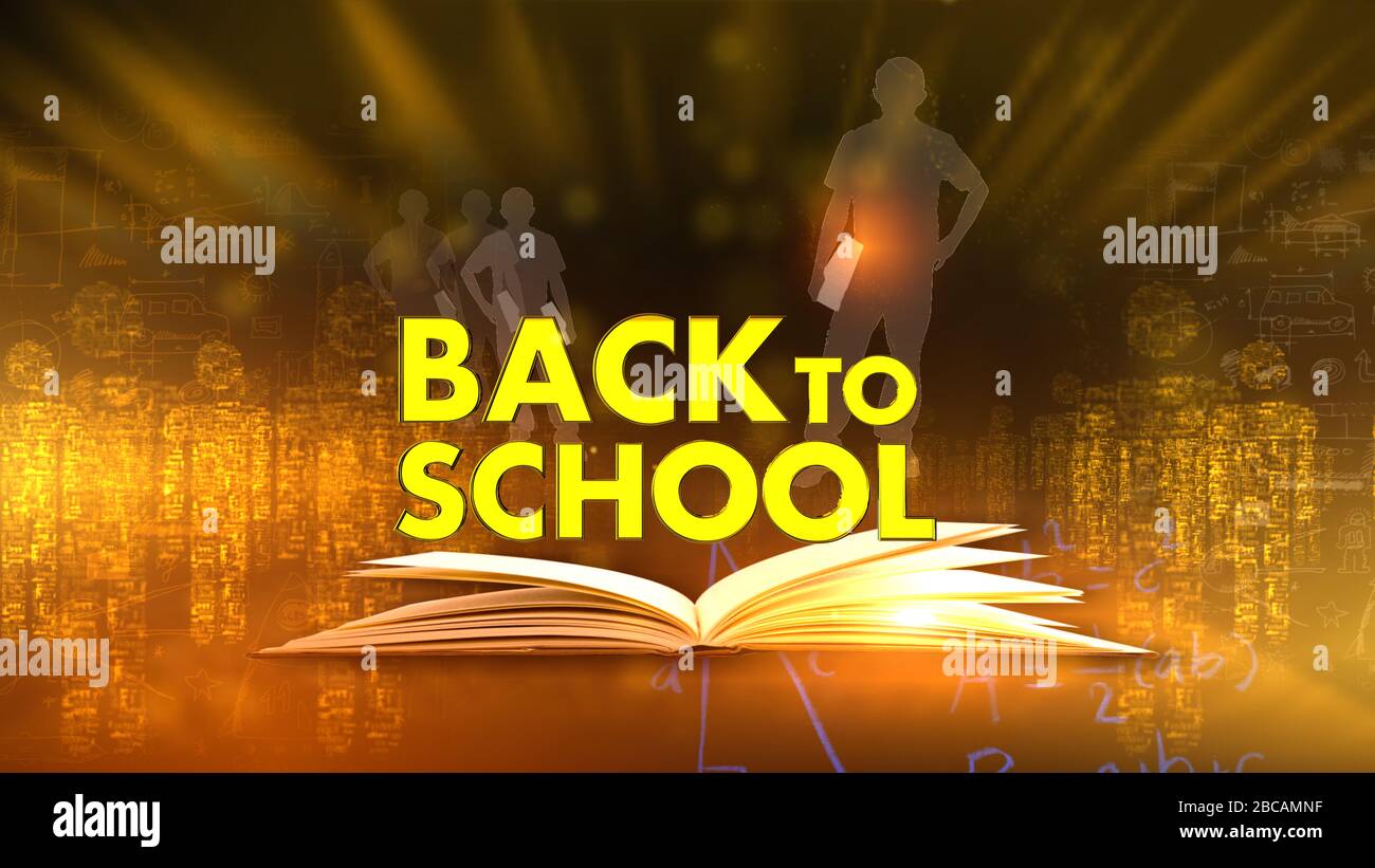 Il ritorno a scuola è perfetto per qualsiasi tipo di presentazione di notizie o informazioni. Lo sfondo presenta un layout elegante e pulito Foto Stock